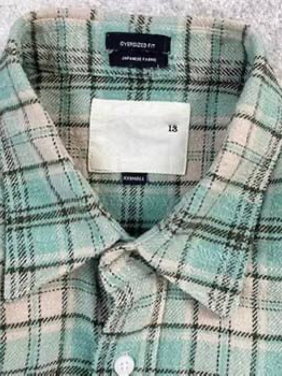 R13 NWOT Drop Neck Shirt Light Green Plaid - Picture 7 of 14